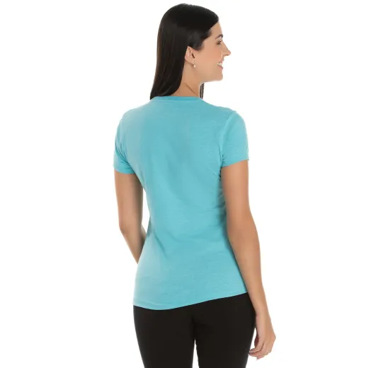 Camiseta Feminina Comfort Mescla Azul Turquesa