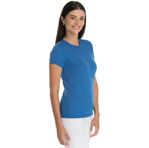 Kit 5 Camiseta Feminina Comfort Mescla Azul Royal