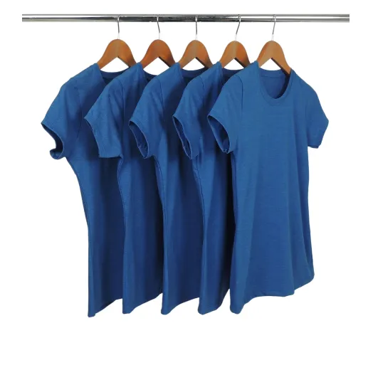 Kit 5 Camiseta Feminina Comfort Mescla Azul Royal
