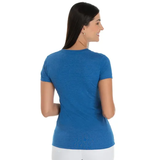 Kit 5 Camiseta Feminina Comfort Mescla Azul Royal