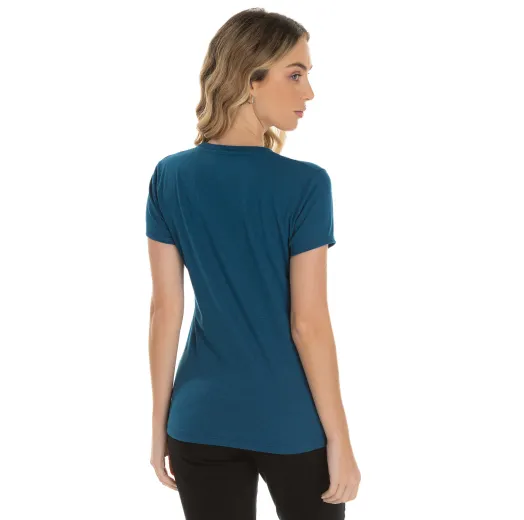 Kit 5 Camisetas Femininas Comfort Mescla Navy