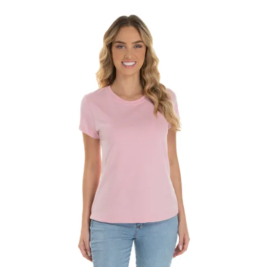 Camiseta Feminina Comfort Mescla Rosa Claro