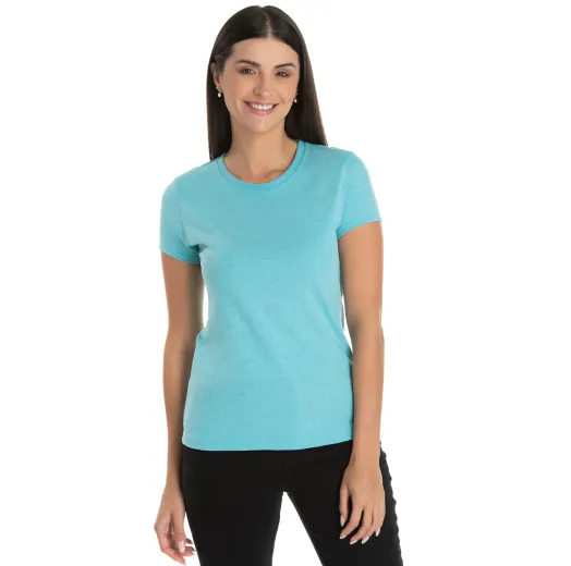 Camiseta Feminina Comfort Mescla Azul Turquesa