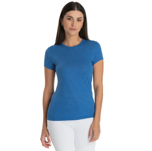 Kit 5 Camiseta Feminina Comfort Mescla Azul Royal