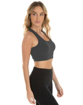 Kit 3 Tops Nadador Fitness Feminino Cinza Chumbo