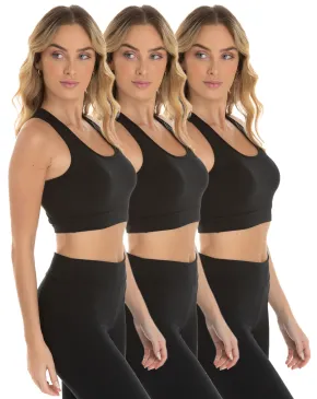 Kit 3 Tops Nadador Fitness Feminino Preto