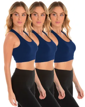Kit 3 Tops Nadador Fitness Feminino Azul Marinho 