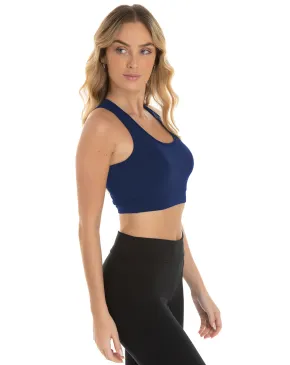 Top Nadador Fitness Feminino Azul Marinho 