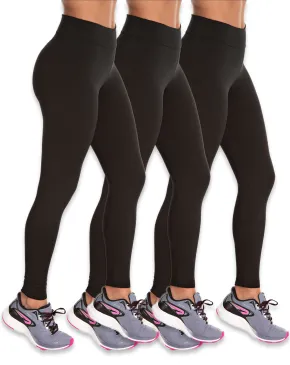 Kit 3 Calças Leggings Fitness Feminina Preta