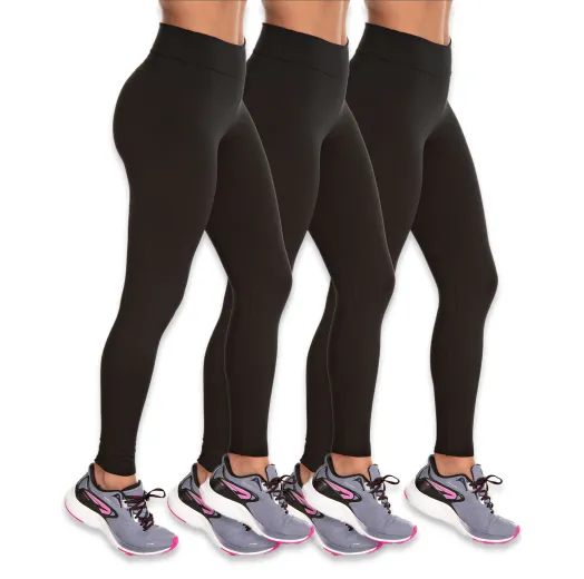 Kit 3 Calças Leggings Fitness Feminina Preta