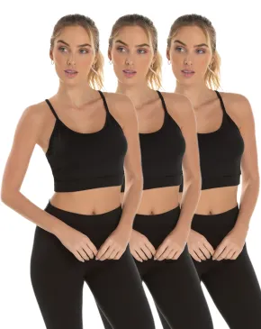 Kit 3 Tops de Alcinha Fitness Feminino Preto