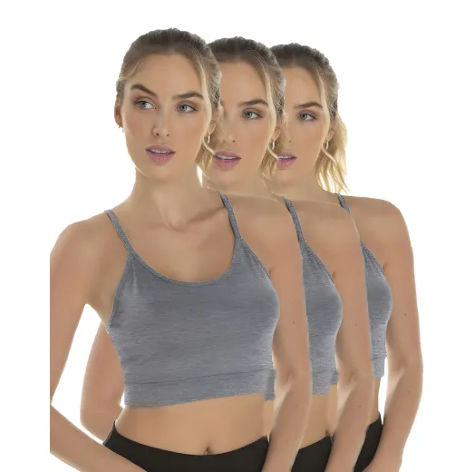 Kit 3 Tops de Alcinha Fitness Feminino Mescla