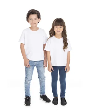 Kit 5 Camisetas Infantil de Algodão Penteado Branca