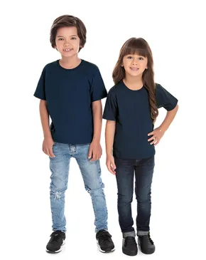 Kit 5 Camisetas Infantil de Algodão Penteado Azul Marinho