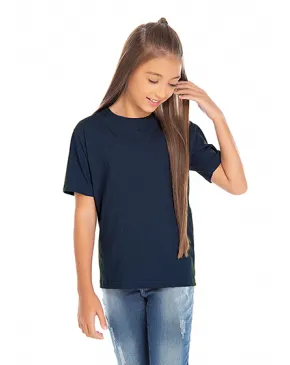 Kit 5 Camisetas Juvenil de Algodão Penteado Azul Marinho