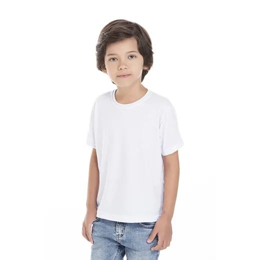 Camiseta Infantil de Poliéster / Sublimática Branca