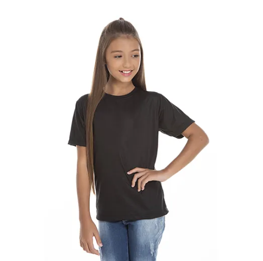 Camiseta Juvenil de Poliéster / Sublimática Preta