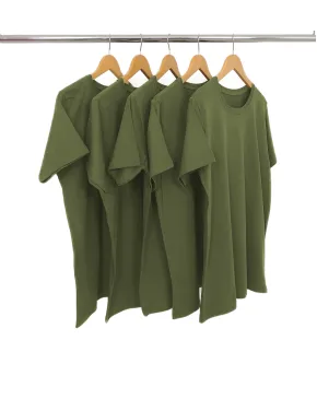 KIT 5 Camisetas de Algodão Premium Verde Militar