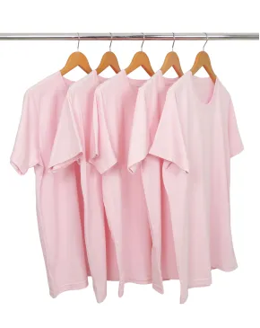 KIT 5 Camisetas de Algodão Premium Rosa Claro