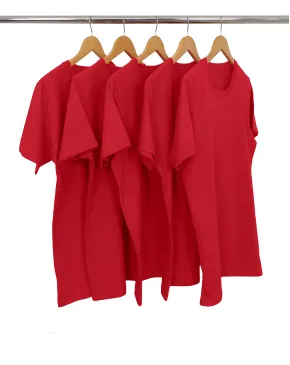 KIT 5 Camisetas de Algodão Premium Vermelhas