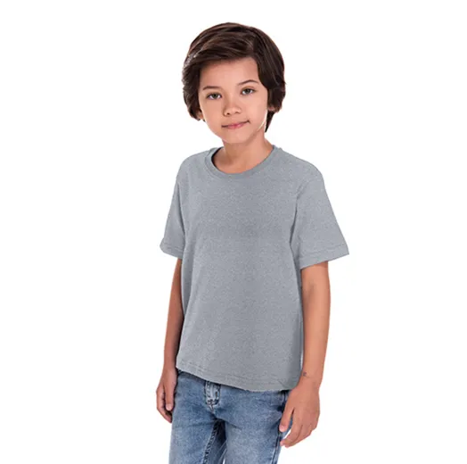 Camiseta Infantil de Algodão Penteado Cinza Mescla