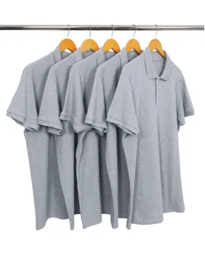 KIT 5 Camisas Polo Piquet Masculina Cinza Mescla