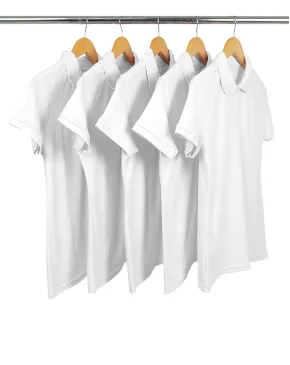 KIT 5 Camisas Polo Piquet Feminina Branca
