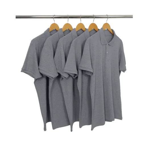 Kit 5 Camisas Polo Piquet Masculina Mescla Escuro
