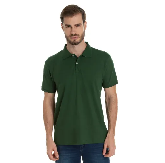 Camisa Polo Piquet Masculina Verde Musgo