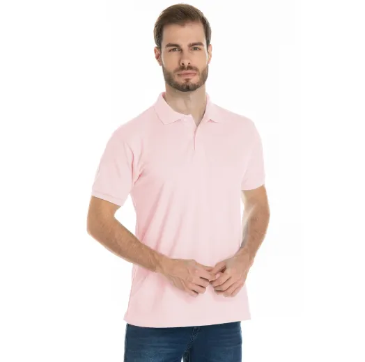 Camisa Polo Piquet Masculina Rosa Claro