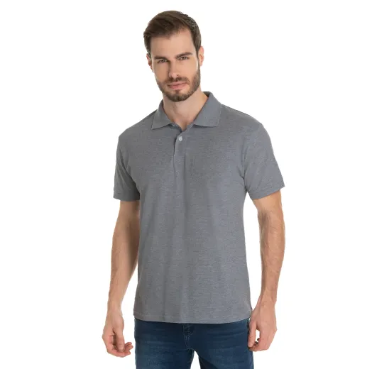Camisa Polo Piquet Masculina Mescla Escuro 