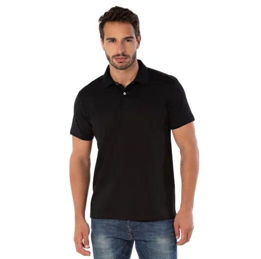 Camisa Polo Piquet Masculina Preta