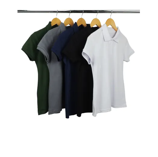 Kit 5 Camisas Polo Piquet Feminina 18