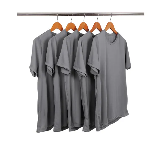 KIT 5 Camisetas Dry Fit Cinza Chumbo Proteção UV 30+
