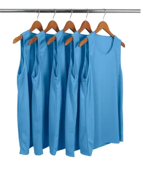 KIT 5 Regatas Dry Fit Azul Claro Proteção UV 30+