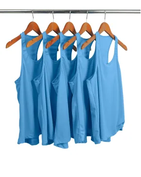 Kit 5 Regatas Feminina Dry Fit Azul Claro Proteção UV 30+