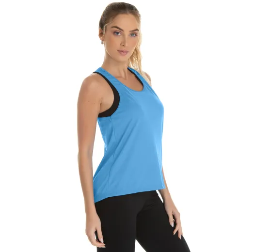 Kit 5 Regatas Feminina Dry Fit Azul Claro Proteção UV 30+