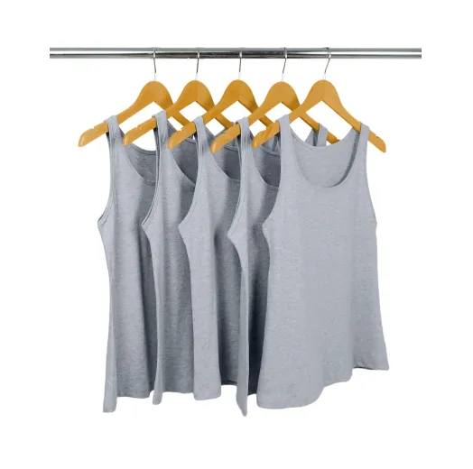 KIT 5 Regatas Femininas de Algodão Premium Cinza Mescla