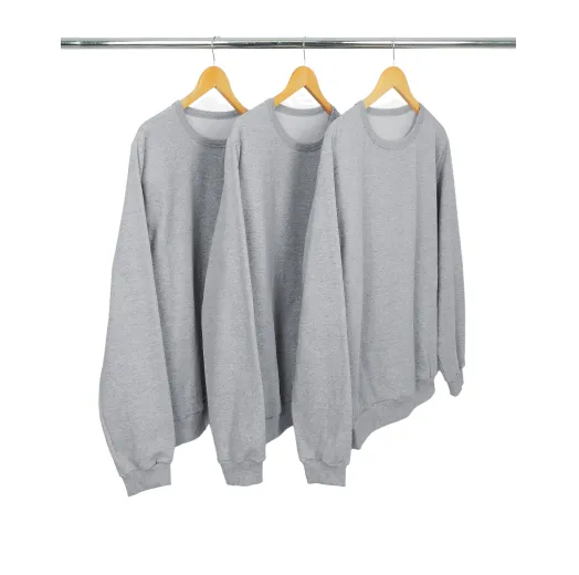 Kit 3 Blusões de Moletom Cinza Mescla